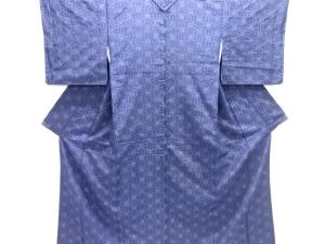 絞り麻の葉模様織り出し十日町紬着物